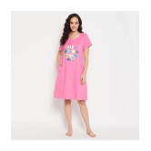 Clovia - Pink Cotton Blend Womens Nightwear Night Dress ( Pack of 1 ) - None