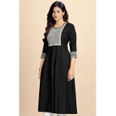 Glomee Rayon Embroidered Straight Women's Kurti - Black ( Pack of 1 ) - None