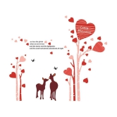 Asmi Collection Pink Tree with Pretty Heart and Deer Wall Sticker ( 130 x 150 cms )