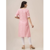 Frionkandy Cotton Printed Straight Womens Kurti - Pink ( Pack of 1 ) - None