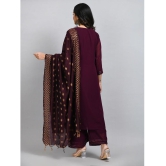 Desinoor - Wine Straight Georgette Women''s Stitched Salwar Suit ( Pack of 1 ) - None