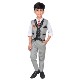 Ahhaaaa Kids Ethnic Wear Cotton Blend Waistcoat Shirt and Trouser Set for Boys - None