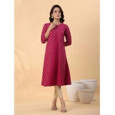 Janasya Crepe Printed Flared Womens Kurti - Wine ( Pack of 1 ) - None