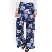 Women Blue Printed Relaxed Fit Palazzo Trousers