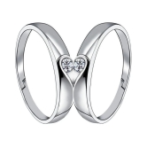 Silver Shine Silver Plated Solitaire Adjustable Couple ring for Men and Women,Couple ring for Girls and Boys-2 pieces - None