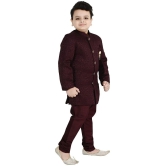 Arshia Fashions Maroon Jacquard Boys Sherwani ( Pack of 1 ) - None