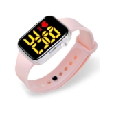 Rhonium Pink Silicon Digital Womens Watch