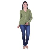 eWools.in Green Woollen Full Sleeves Buttoned Cardigan - L