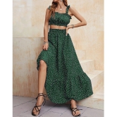 Selvia Green Printed Skirt Top Set - None