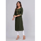 MAUKA Rayon Embroidered Straight Womens Kurti - Green ( Pack of 1 ) - None