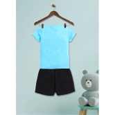 Supersquad Light Blue Cotton Unisex T-Shirt & Shorts ( Pack of 1 ) - None