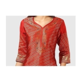 Meher Impex - Rust Art Silk Womens A-line Kurti ( Pack of 1 ) - None