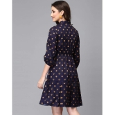 Selvia Crepe Printed Midi Womens A-Line Dress - Navy Blue ( Pack of 1 ) - None