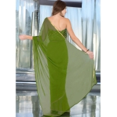 clafoutis Chiffon Solid Saree Without Blouse Piece - Olive ( Pack of 1 ) - Olive