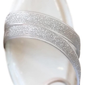 White Embellished Shimmer Synthetic Comfortable and Stylish Block Wedding Heels Slip On | for Casual Wear, Party and Formal Wear Occasions 3 Inches Heel | for Women & Girls