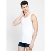 Men's Super Combed Cotton Rib Round Neck Sleeveless Vest with Stay Fresh Properties - White