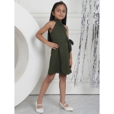 MINI & MING Girls Halter Neck Tie-Ups Fit & Flare Dress