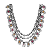 YouBella Fashion Jewellery Antique Oxidised Silver Plated Tribal Jewellery Necklace Earring Set for Women & Girls.(Valentine Gift Special). (Multi) - Silver