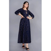 Smien Rayon Printed Anarkali Womens Kurti - Blue ( Pack of 1 ) - None