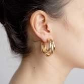 Triple Hoop Earrings-Golden