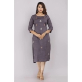 HIGHLIGHT FASHION EXPORT - Grey Rayon Flex Womens Straight Kurti ( Pack of 1 ) - None