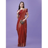 LEELAVATI Banarasi Silk Embellished Saree With Blouse Piece - Red ( Pack of 1 ) - Red