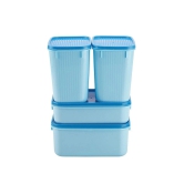 HOMETALES Plastic Multi-Purpose Food Container, 860ml X 1U, 1200ml X 1U, 1000ml X 2U, Light Blue, (4U) - Blue