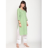 Queenley - Green Cotton Women's Straight Kurti ( Pack of 1 ) - L