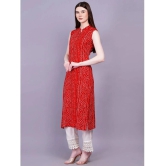 JC4U Rayon Printed Straight Womens Kurti - Red ( Pack of 1 ) - None