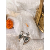 Ambika silver earring with zircon and emerald stone