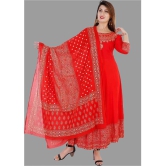 Smien Rayon Printed Anarkali Womens Kurti - Red ( Pack of 1 ) - None