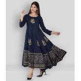 Lee Moda - Blue Rayon Women's Anarkali Kurti ( Pack of 1 ) - XXL