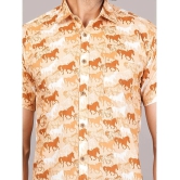 JC4U 100% Cotton Regular Fit Printed Half Sleeves Mens Casual Shirt - Orange ( Pack of 1 ) - None