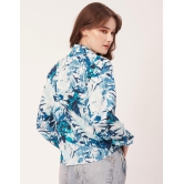 Moomaya Printed Full Sleeve Knot Cropped Shirt, Cotton Summer Top For Women