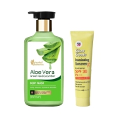 Oriental Botanics Aloe vera, Green Tea & Cucumber Body Wash / Shower Gel, 250ml + POPxo Glow Goals Sunscreen