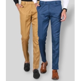 MANCREW - Blue Polycotton Slim - Fit Men''s Formal Pants ( Pack of 2 ) - None