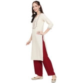 Antaran Cotton Blend Embroidered Straight Womens Kurti - White ( Pack of 1 ) - None