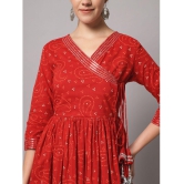 Kbz - Red Cotton Women''s Angrakha Kurti ( Pack of 1 ) - None