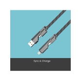 DIGIMATE Type C 1 m Braided 4 in 1 65W Fast Charging Cable;MFI Certified (1 Meter) (Compatible with Apple & Android, Black, One Cable) - Black