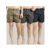 broon Pack of 3 Cotton Mens Boxer- ( Black,Brown,Grey ) Boxer Shorts - None