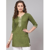 Antaran Cotton Printed Straight Womens Kurti - Green ( Pack of 1 ) - None