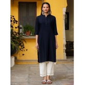 Juniper Rayon Solid Straight Womens Kurti - Navy Blue ( Pack of 1 ) - None