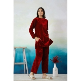 Label Flavia Maroon Solid Pant Top Set - None