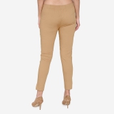 Women's Cotton Formal Trousers - Beige Beige 3XL