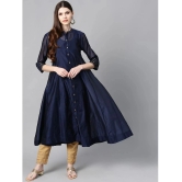 Juniper Chanderi Solid Anarkali Womens Kurti - Indigo ( Pack of 1 ) - None