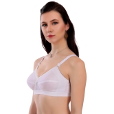 Eves Beauty Women Full Coverage Non Padded Bra-32D / White / Cotton