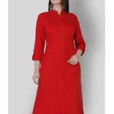 Doriya - Red Rayon Women's Front Slit Kurti - None