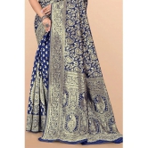 LEELAVATI - Navy Blue Banarasi Silk Saree With Blouse Piece ( Pack of 1 ) - Navy Blue