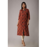 MAUKA - Red Cotton Women's Front Slit Kurti ( Pack of 1 ) - None