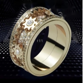 Inlaid stone inlaid with gypsophila diamond gear rotating men and women vibrato the same ring-Rose Gold / Number6